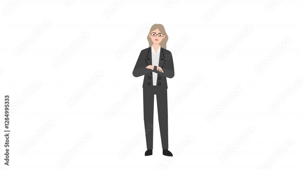 Woman is standing and giving a lecture cartoon animation
