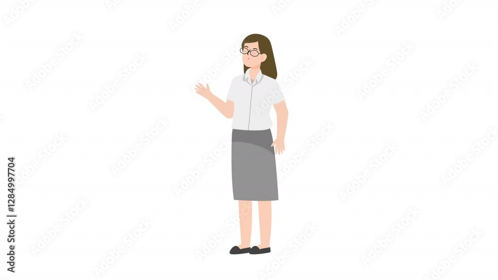 Woman is standing and giving a lecture cartoon animation
Woman is standing and giving a lecture cartoon animation