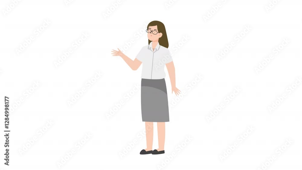 Woman is standing and giving a lecture cartoon animation
Woman is standing and giving a lecture cartoon animation