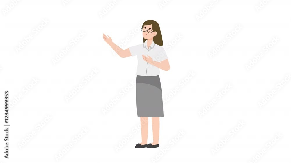 Woman is standing and giving a lecture cartoon animation
Woman is standing and giving a lecture cartoon animation