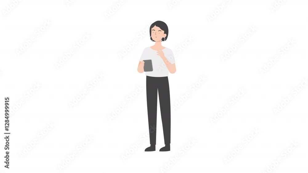 Woman standing thinking something cartoon animation
Woman standing thinking something cartoon animation
