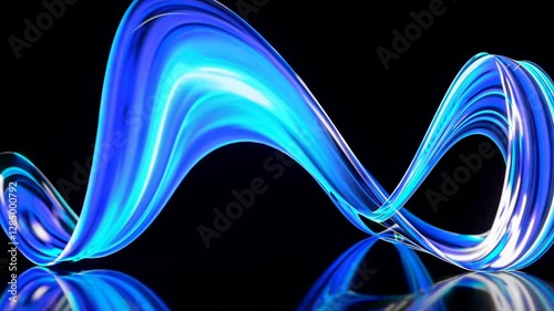 Dynamic video of glowing blue light trails on a reflective surface, captured from a low angle, creating a futuristic and abstract visual effect.
