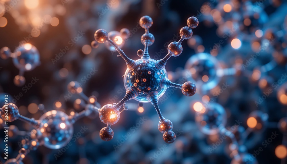 Microscopic Molecular Structure Abstract 3D Render of Complex Atom Bonds and Connections Microscopic Molecular Structure Abstract 3D Render of Complex Atom Bonds and Connections