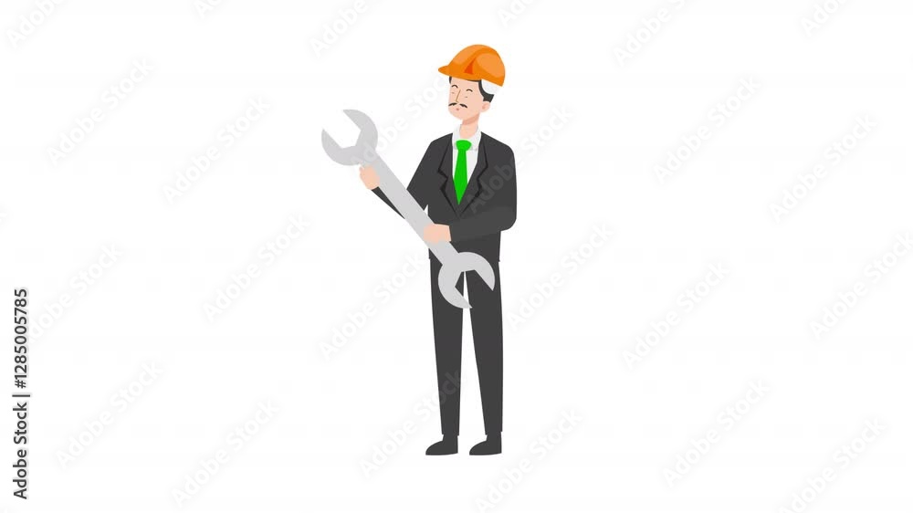 video engineer or architecture standing holding a wrench cartoon animation
video engineer or architecture standing holding a wrench cartoon animation