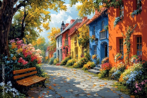Charming Old Town of Szentendre Hungary on a Sunny Day with Colorful Buildings and Lush Greenery