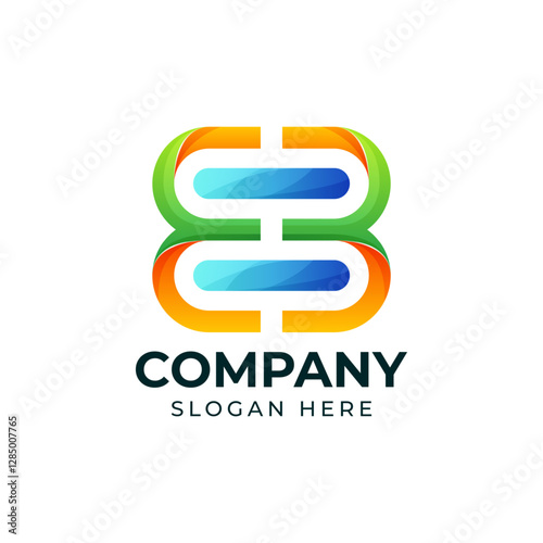 Abstract letter b logo with fun color