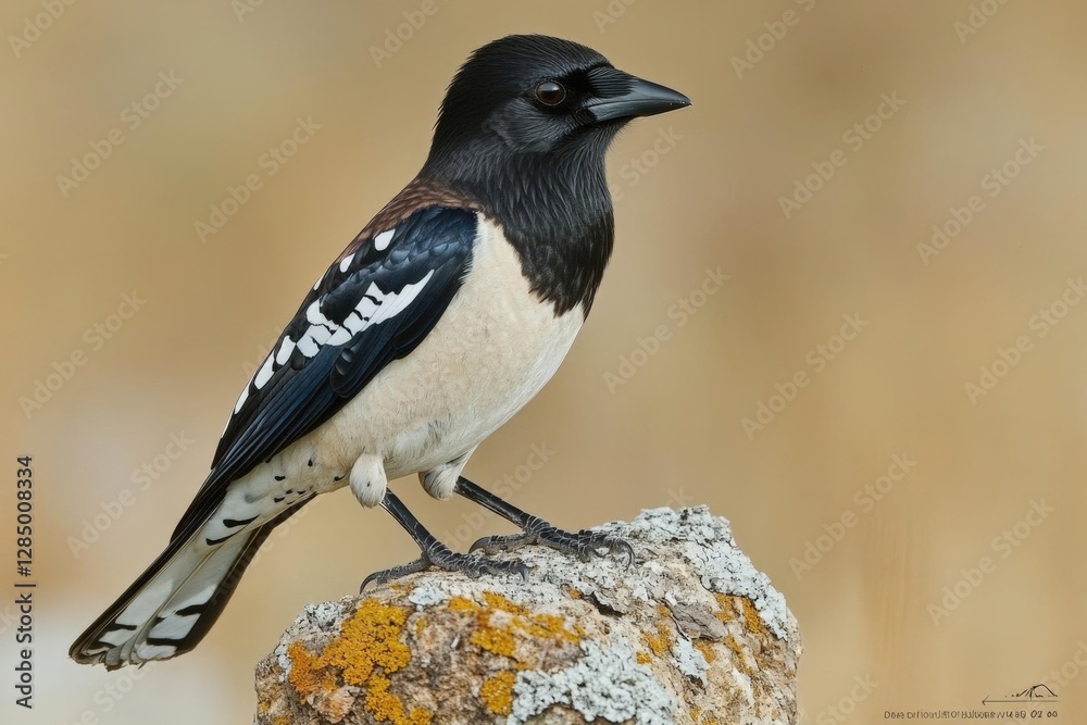 Fototapeta premium Profile View Of Perched Bird On Rock