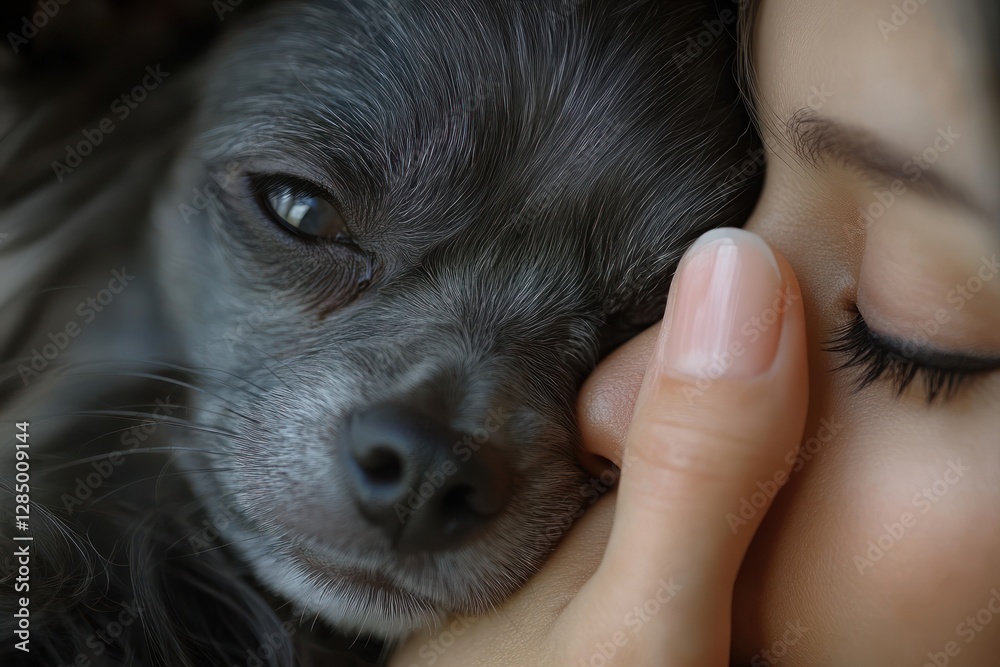 Obraz premium Intimate Moment with Chinese Crested Dog and Human Hand