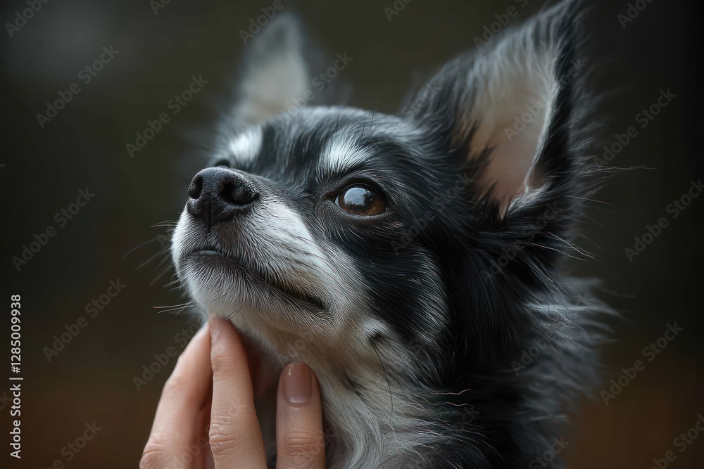 Crested Dog Touching Hand in Garden Crested Dog Touching Hand in Garden