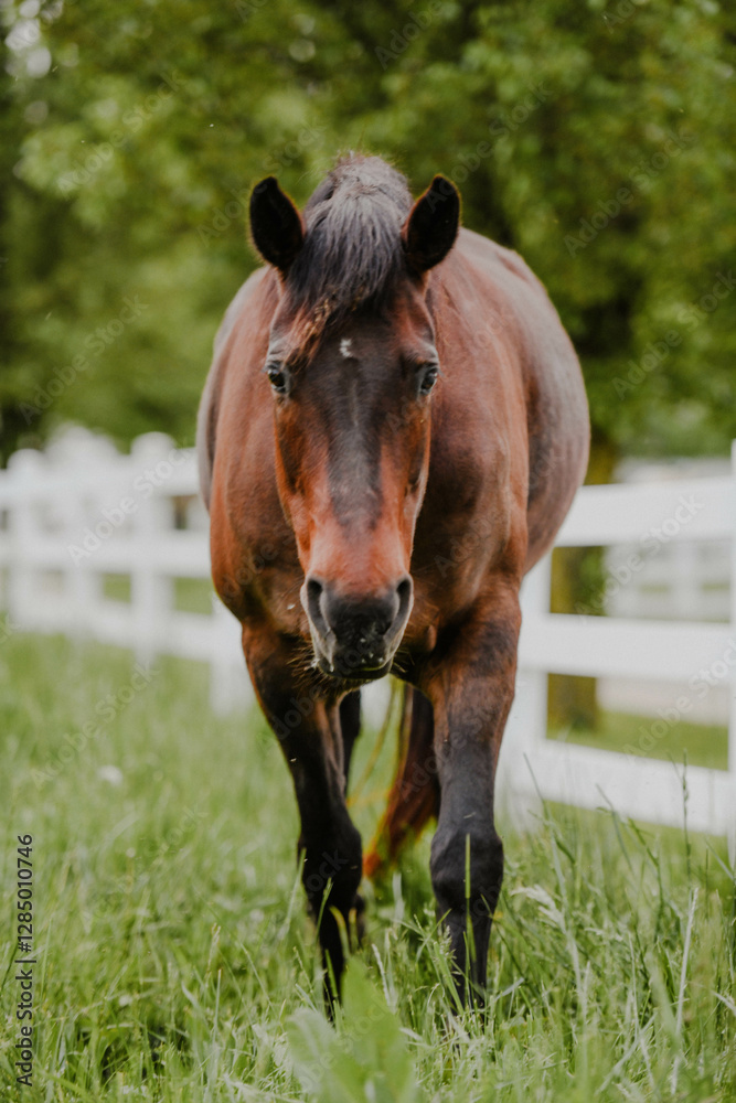 Naklejka premium brown horse in a field