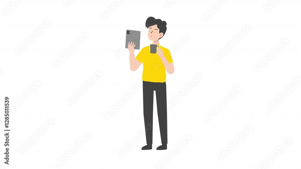 video man standing holding tablet cartoon animation
video man standing holding tablet cartoon animation
