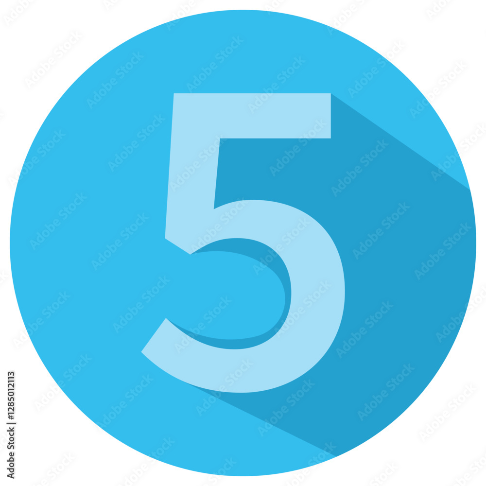 Blue circle with number 5. Typography design icon. Creative vector illustration for business option visualization Blue circle with number 5. Typography design icon. Creative vector illustration for business option visualization