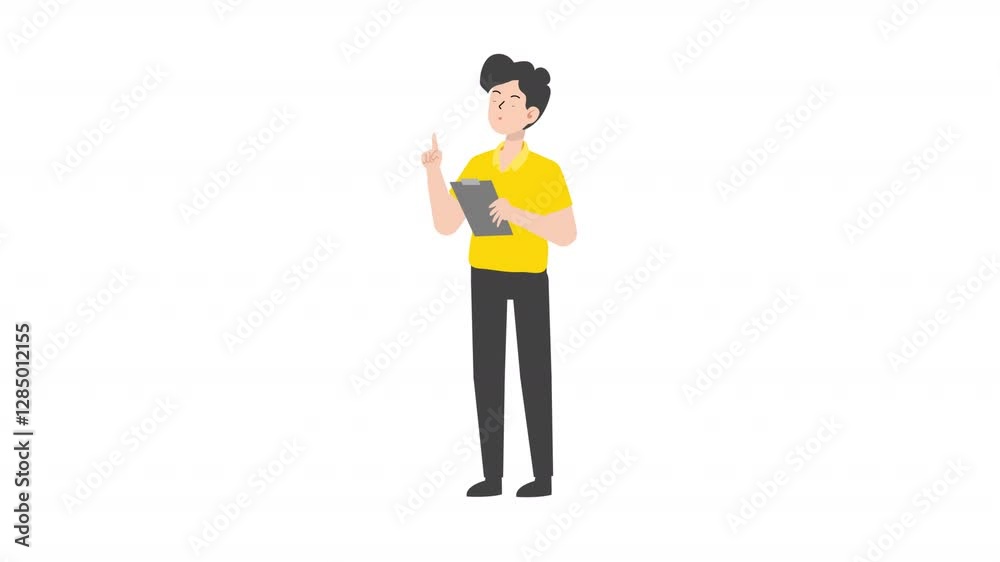 video man is standing and giving a lecture cartoon animation
