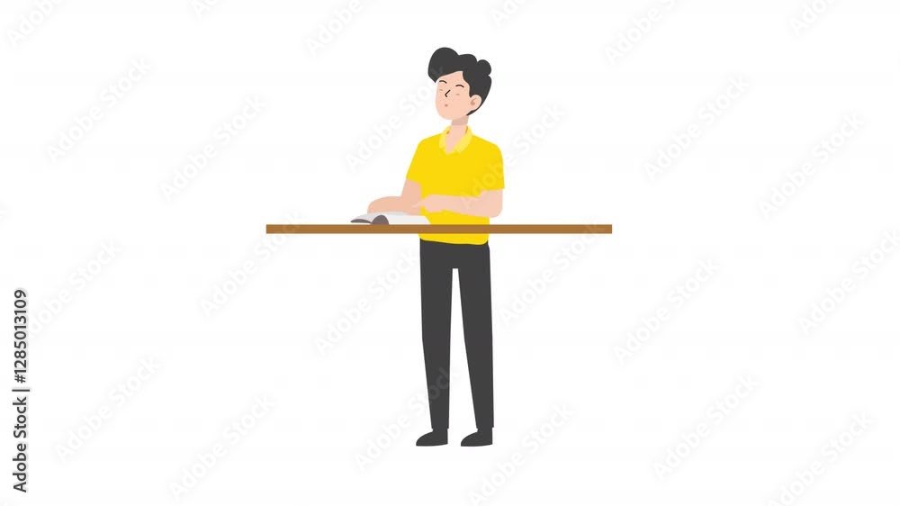 video man standing read a book cartoon animation
video man standing read a book cartoon animation