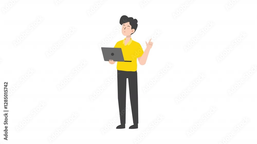 video man working on laptop cartoon animation
video man working on laptop cartoon animation
