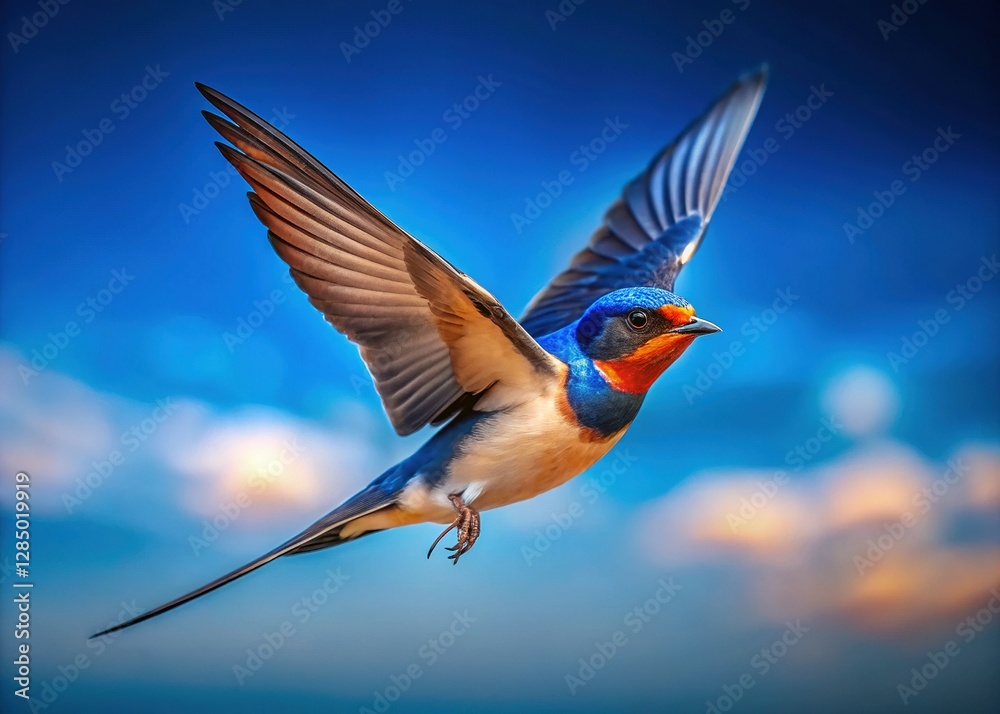 Obraz premium Solitary Swallow in Azure Sky - Stunning Nature Stock Photo