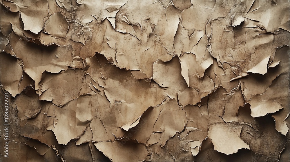 Texture of crumpled, aged, brown paper. Texture of crumpled, aged, brown paper.