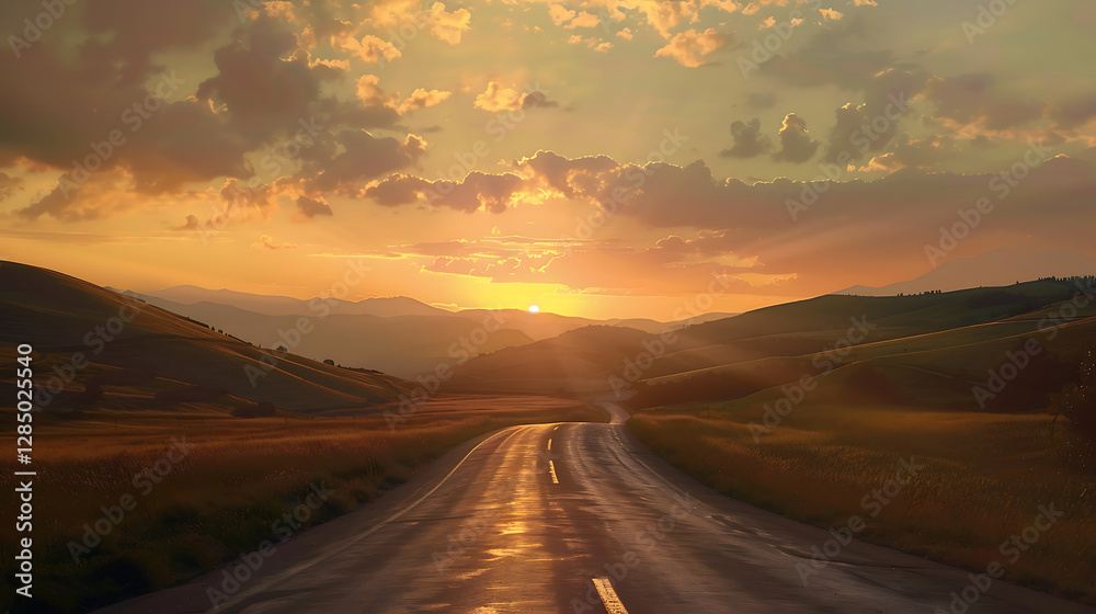 Fototapeta premium Magical Forest Driveway with Soft Sunlight