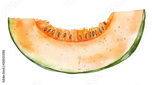 Watermelon slice in watercolor style kitchen art print bright close-up freshness