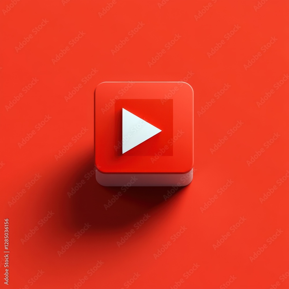 Minimalistic Floating Icon of Presentation Software on Vibrant Red Background with Copy Space Minimalistic Floating Icon of Presentation Software on Vibrant Red Background with Copy Space