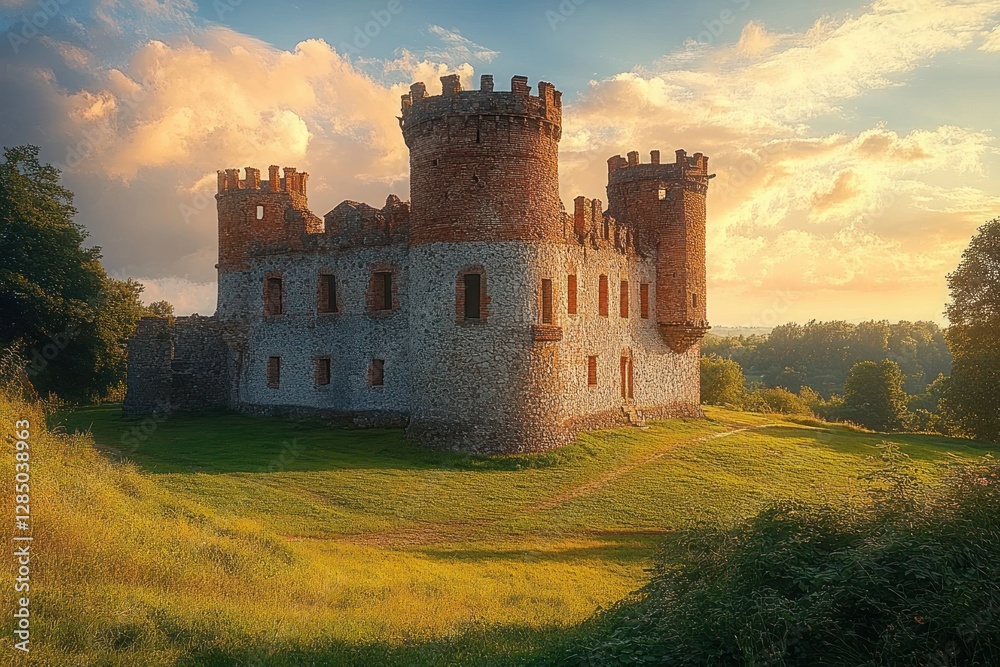 Majestic Medieval Castle Surrounded by Lush Greenery in Ukraine Majestic Medieval Castle Surrounded by Lush Greenery in Ukraine
