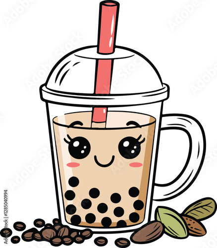 Bubble Tea Characters Vector Cute Boba Drinks