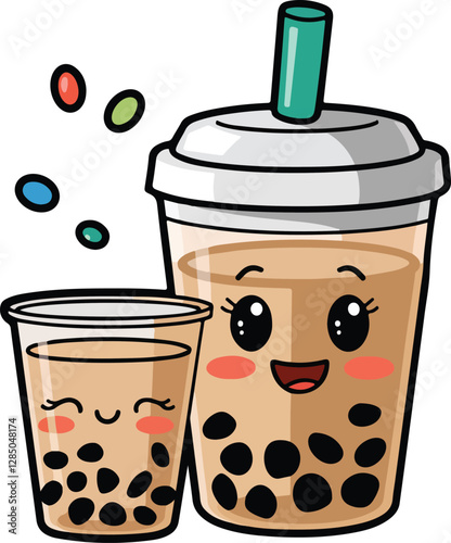 Bubble Tea Cartoon Character Vector Cute Boba Drinks