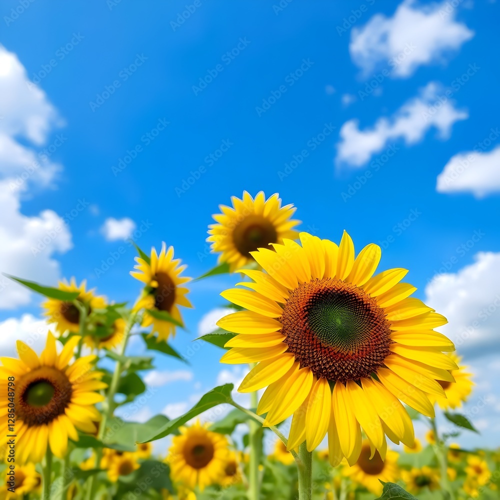 Sunflower Field in Full Bloom: Sunny Day Nature Photography Sunflower Field in Full Bloom: Sunny Day Nature Photography