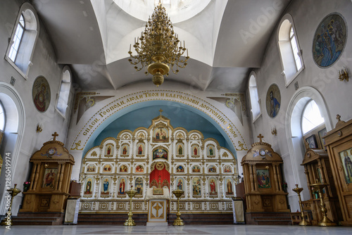 The interior of the  Church of the Epiphany of the Lord, Artyom, Russia, February 14, 2025