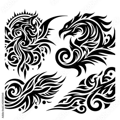 Tribal tattoo design illustration black color