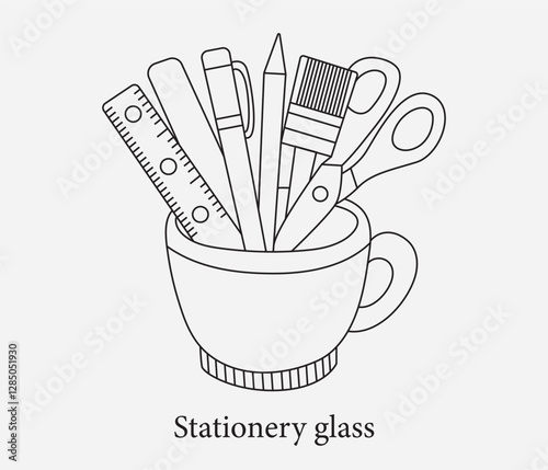 vector hand drawn stationery in a glass doodle style