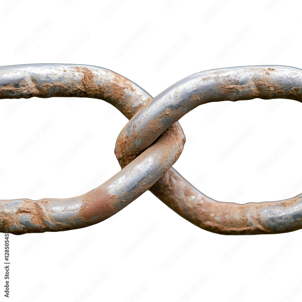 Rusty metal chain links with transparent background showcasing detailed texture Rusty metal chain links with transparent background showcasing detailed texture