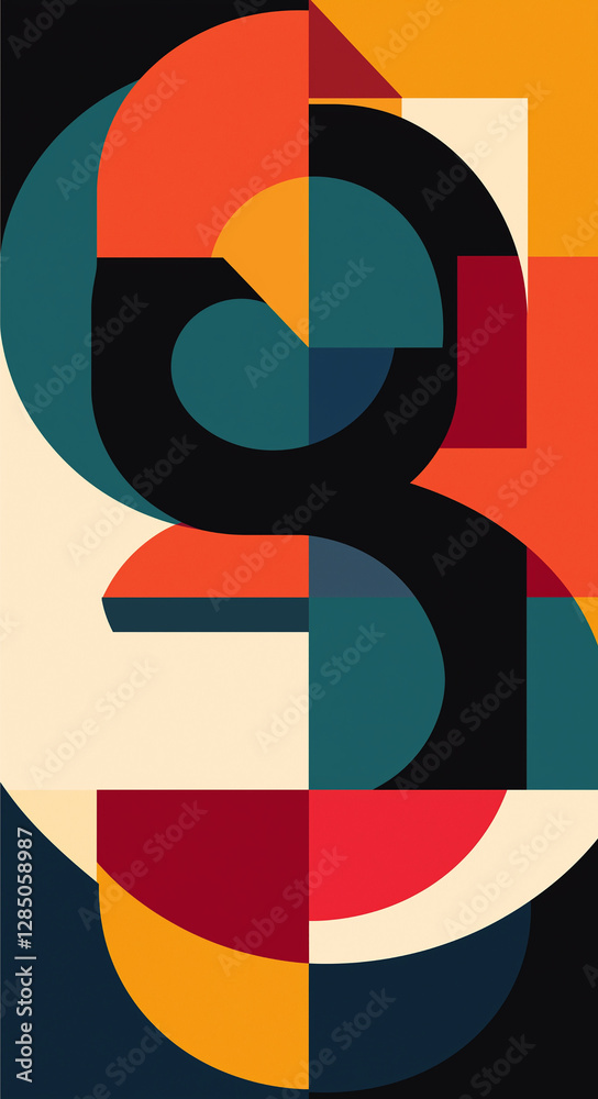 Abstract design of geometric shapes in vibrant colors