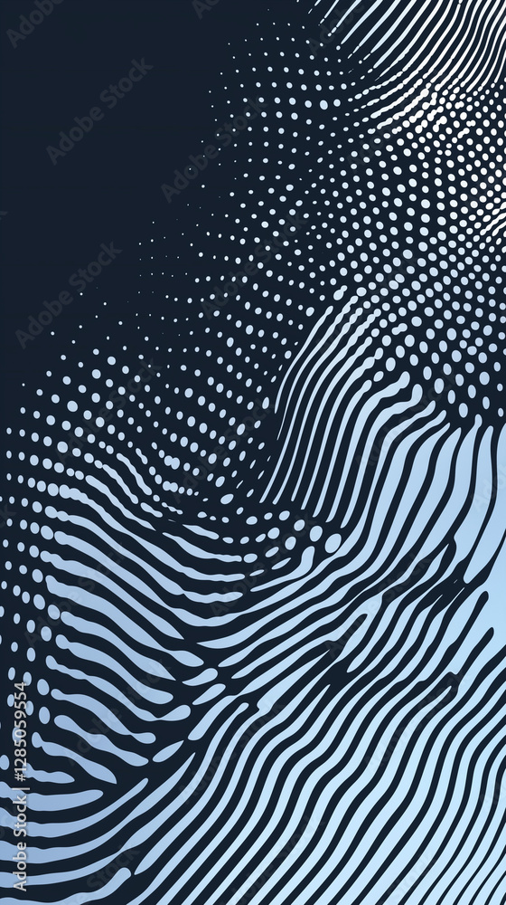 Abstract design of dramatic line art in light blue and black
