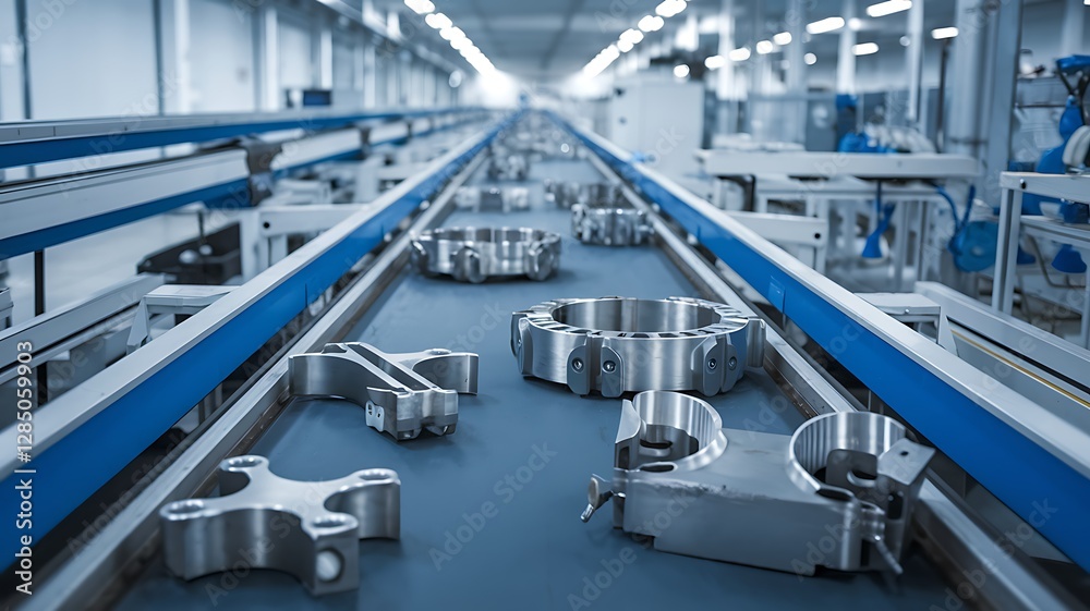 Automated Factory Assembly Line Industrial Metal Parts Production Automated Factory Assembly Line Industrial Metal Parts Production