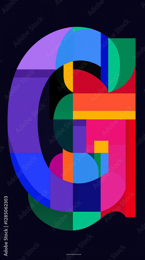 Geometric shapes are used to form an alphabet letter G
