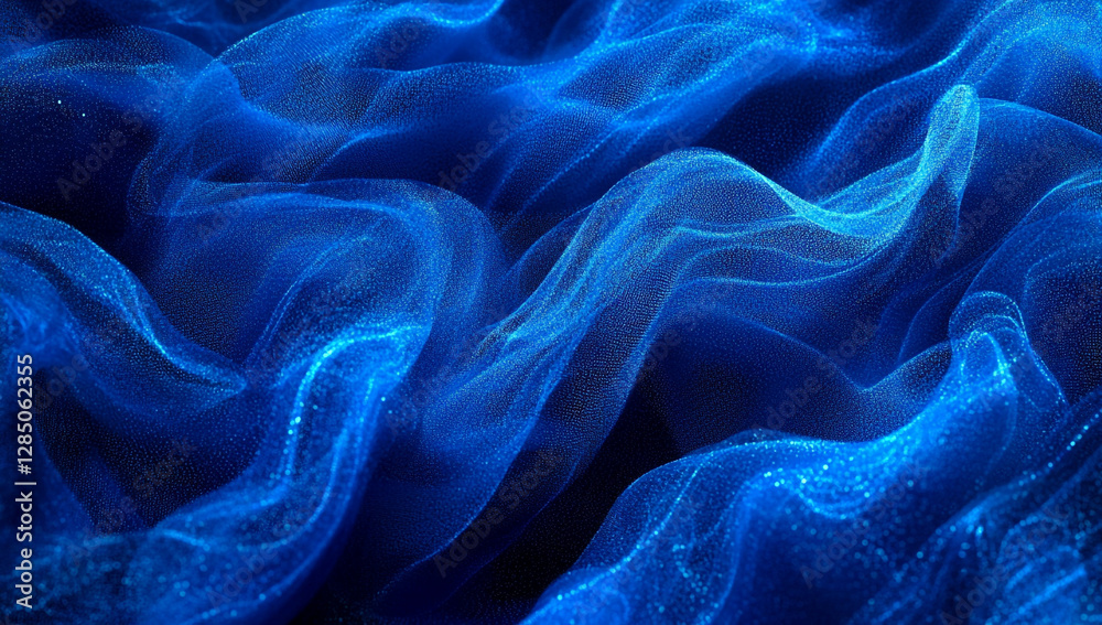 Obraz premium Abstract blue digital background with dynamic particle wave