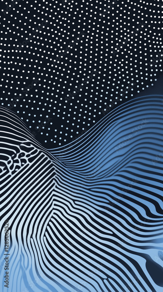 Dot patterns with heavy curving lines vertical