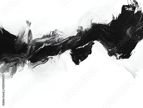 Abstract black and white fluid design element. photo