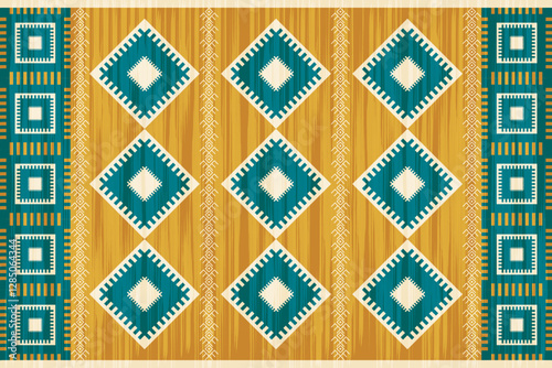 Navajo tribal . Native American ornament. Ethnic South Western decor style. Boho geometric ornament.  Mexican blanket, rug. Woven carpet illustration.
