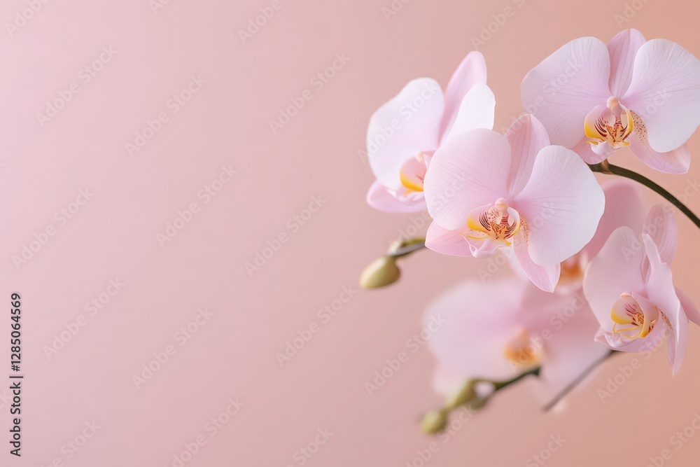Delicate Pink Orchid Blossoms on Soft Pink Background Delicate Pink Orchid Blossoms on Soft Pink Background