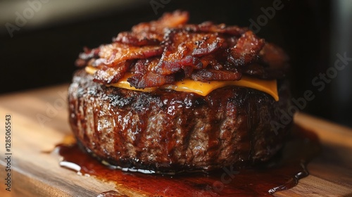 Artfully presented on a sleek plate, this keto burger boasts a rich, flavorful patty, creamy avocado, and crunchy bacon, wrapped in either a delicate lettuce cup or a warm, fluffy keto bun.