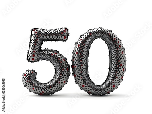 The Number 50 Silver Balloons Anniversary Strawberry Texture ~ Made With AI.