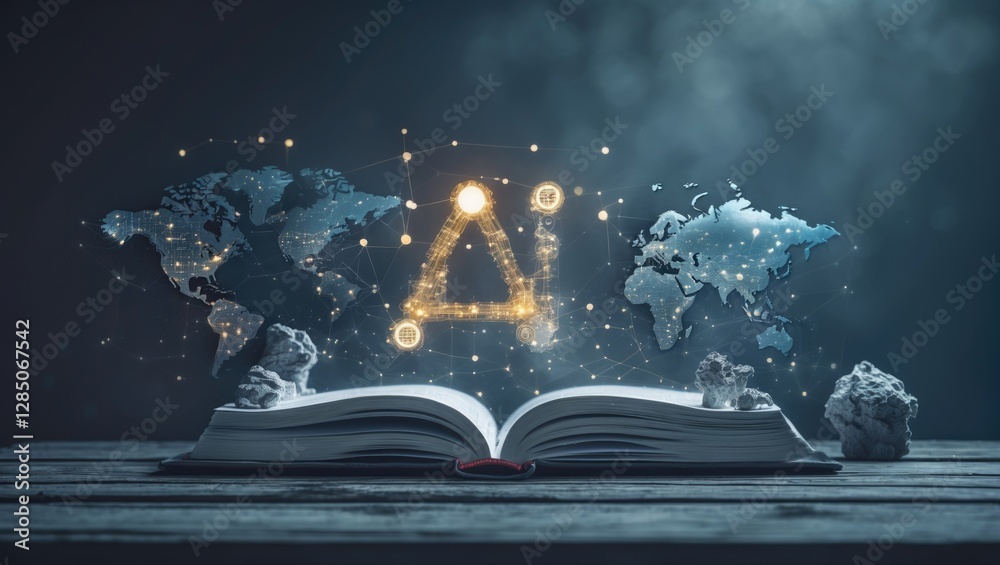 Naklejka premium Innovative AI education and modern business evolution, embracing technology advancements in the digital age, enhancing global business potential.