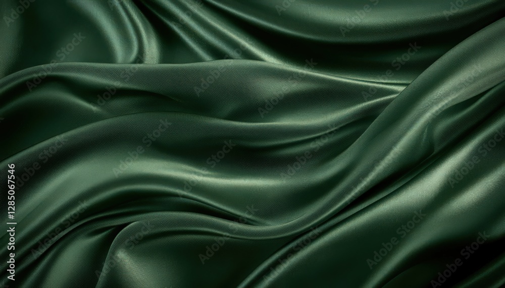 Fototapeta premium Dark Green Luxurious Fabric Texture with Elegant Drapes