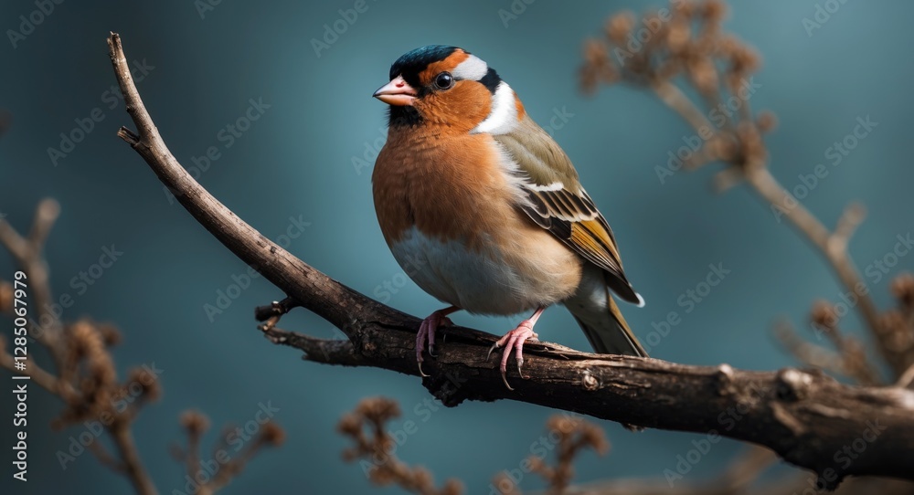female chaffinch (Fringilla coelebs) captured beautifully on an aged branch female chaffinch (Fringilla coelebs) captured beautifully on an aged branch