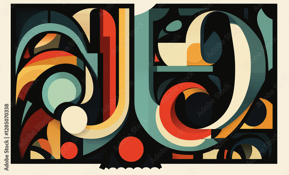 Bold curving shapes with a white border