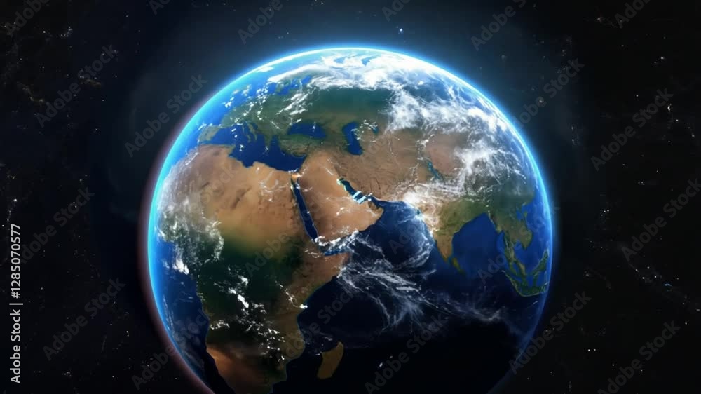 A high-resolution image of Earth from space showing continents, oceans, and clouds, symbolizing global unity, environmental awareness, and science, perfect for education and futuristic themes. A high-resolution image of Earth from space showing continents, oceans, and clouds, symbolizing global unity, environmental awareness, and science, perfect for education and futuristic themes.