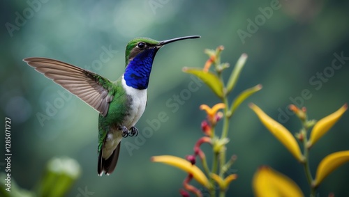 Green-backed or White-tailed Hillstar - Urochroa leucura, previously categorized under the white-tailed hillstar, a dazzling hummingbird from the Heliantheini tribe in the Lesbiinae subfamily, nati... photo