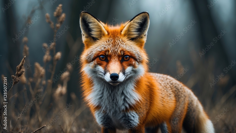 Obraz premium Fox Displaying in a Natural Setting